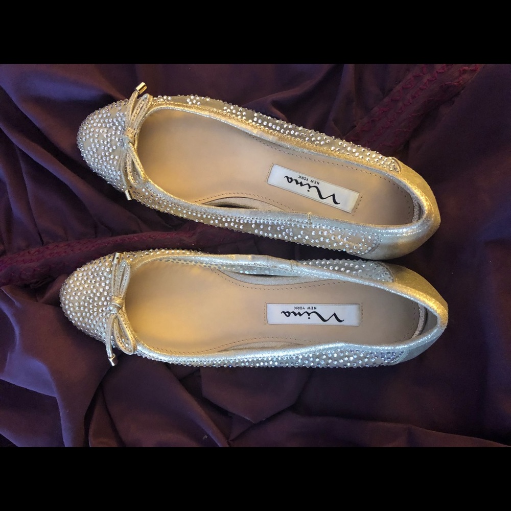 Nina white sparkle shoes